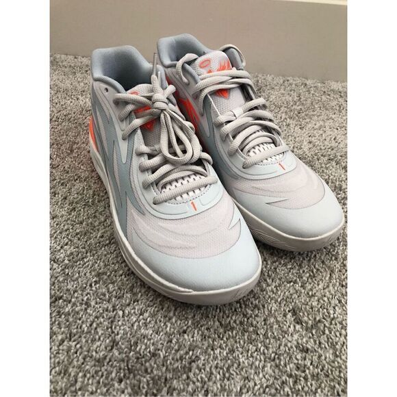 Puma Lamelo Ball MB.02 Gorange Platinum Gray Men\'s Size 10